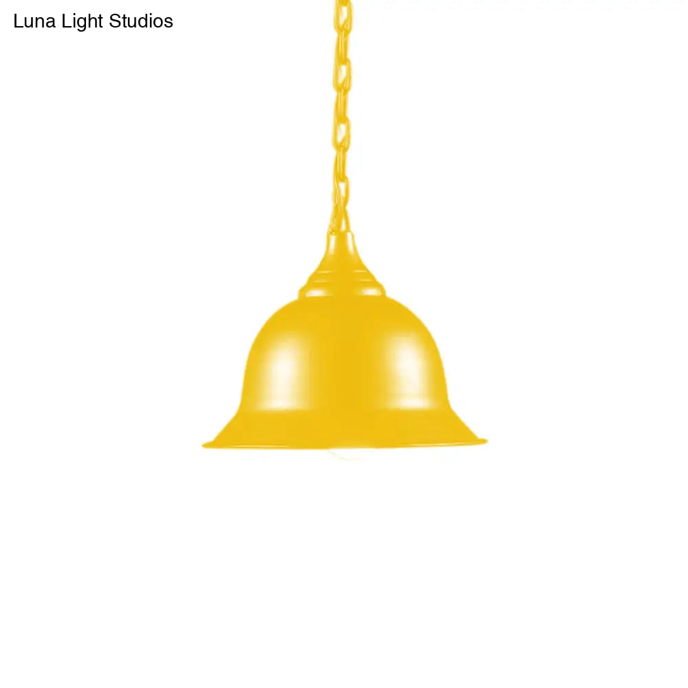 Industrial Black/Red/Yellow Dome Pendant Light Fixture - Hanging Ceiling Light for Living Room