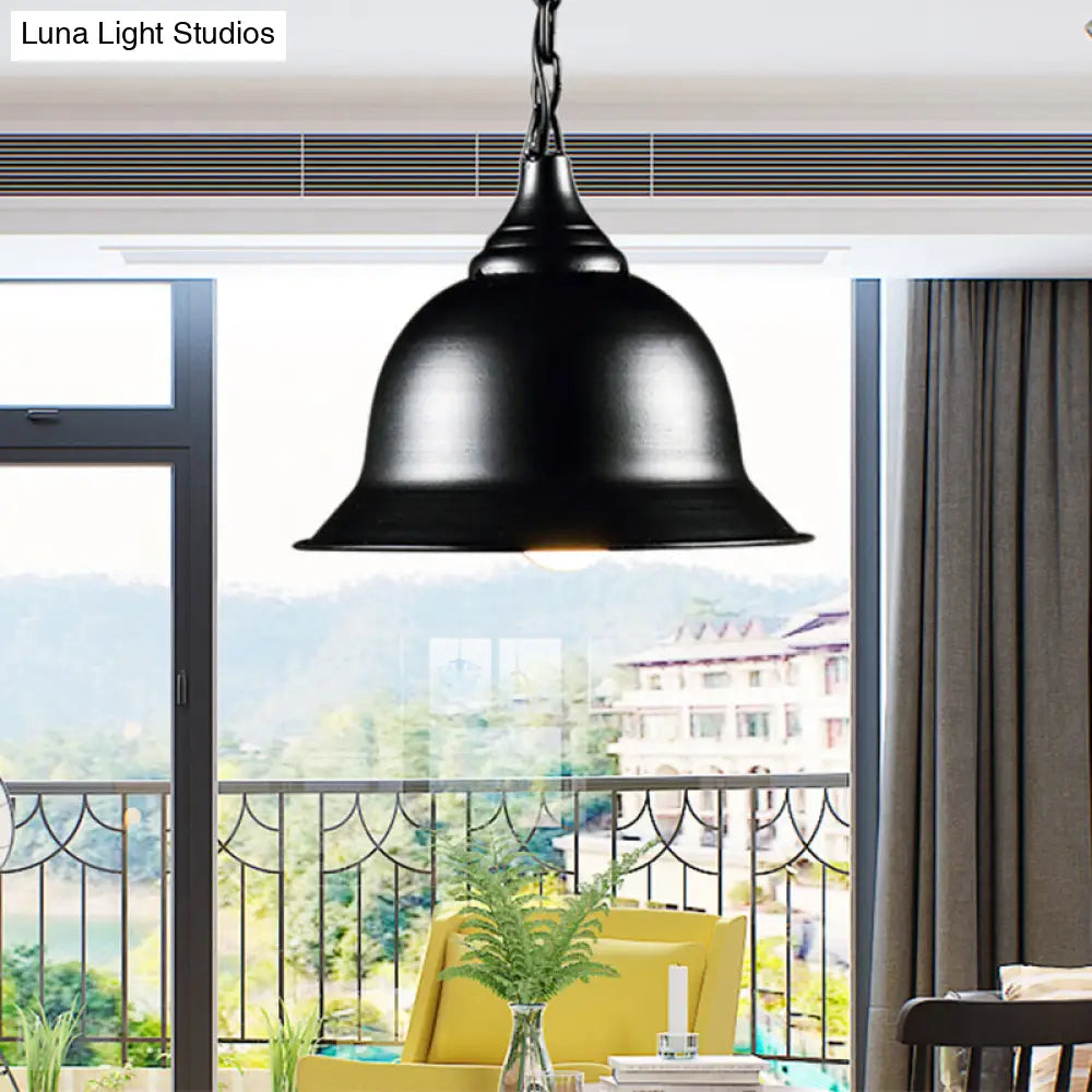 Industrial Black/Red/Yellow Dome Pendant Light Fixture - Hanging Ceiling Light for Living Room