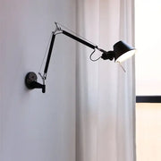 Black articulated wall lamp with industrial black silver swing arm design for bedroom reading decorbites industrial black