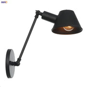 Industrial black single swing arm wall light with matte finish and conical shade for bedroom decorbites black single