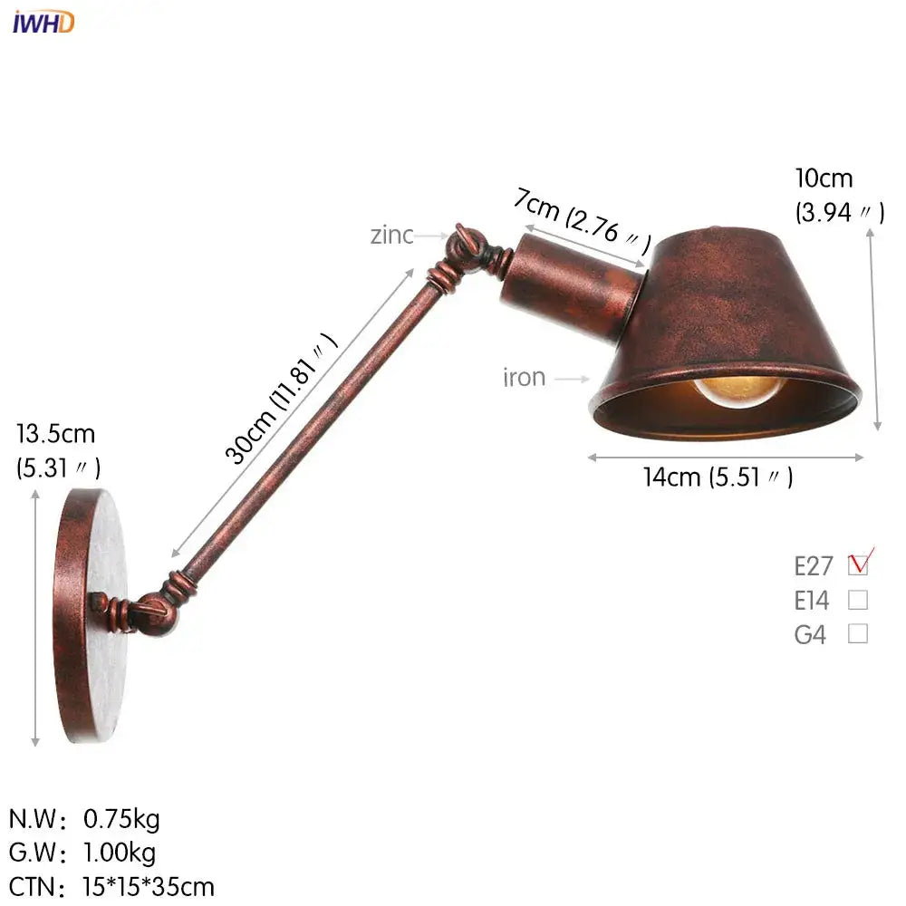 Industrial black single swing arm wall light with antique bronze finish and iron construction for bedroom decorbites wall light