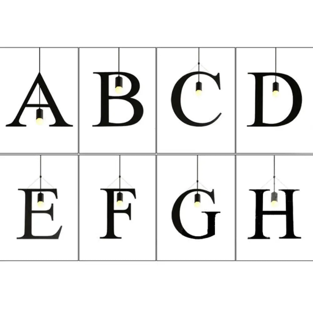 مصباح معلق صناعي أسود اللون على شكل حرف من الفولاذ المقاوم للصدأ - إضاءة سقف قابلة للتعديل لغرفة النوم