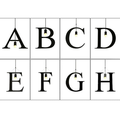 مصباح معلق صناعي أسود اللون على شكل حرف من الفولاذ المقاوم للصدأ - إضاءة سقف قابلة للتعديل لغرفة النوم