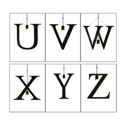 مصباح معلق صناعي أسود اللون على شكل حرف من الفولاذ المقاوم للصدأ - إضاءة سقف قابلة للتعديل لغرفة النوم