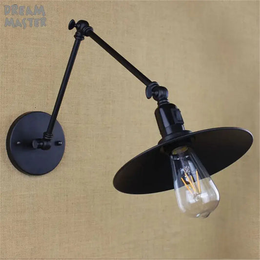 Black industrial swing arm wall lamp with adjustable arm and exposed filament bulb decorbites industrial swing design