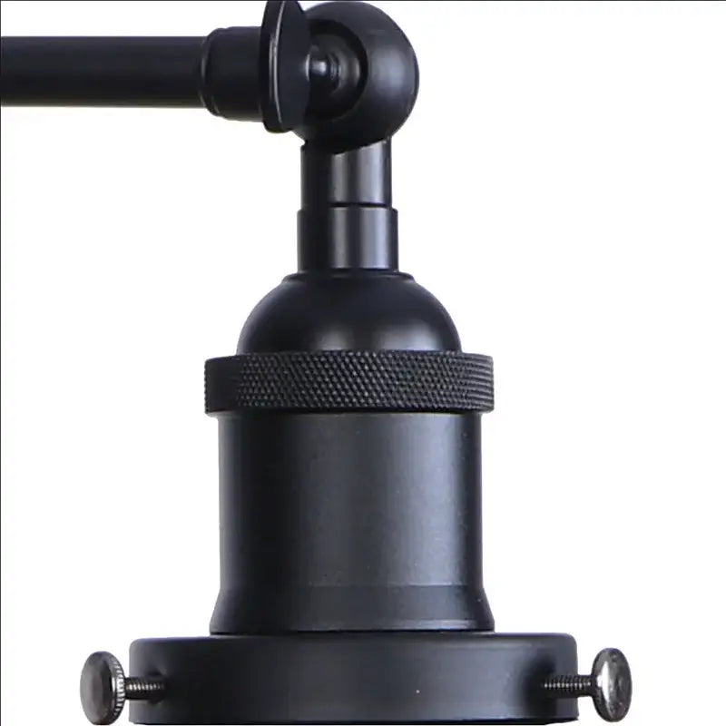 Industrial black swing arm wall light fixture with black matte metal finish and textured knurled band light fixture