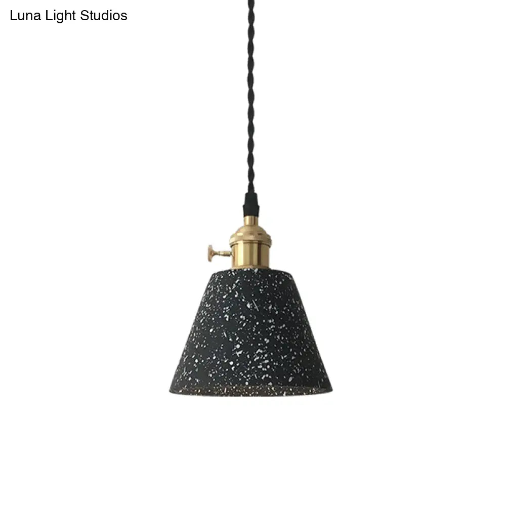 Industrial Black Tapered Ceiling Pendant Light with Cement Finish for Living Room