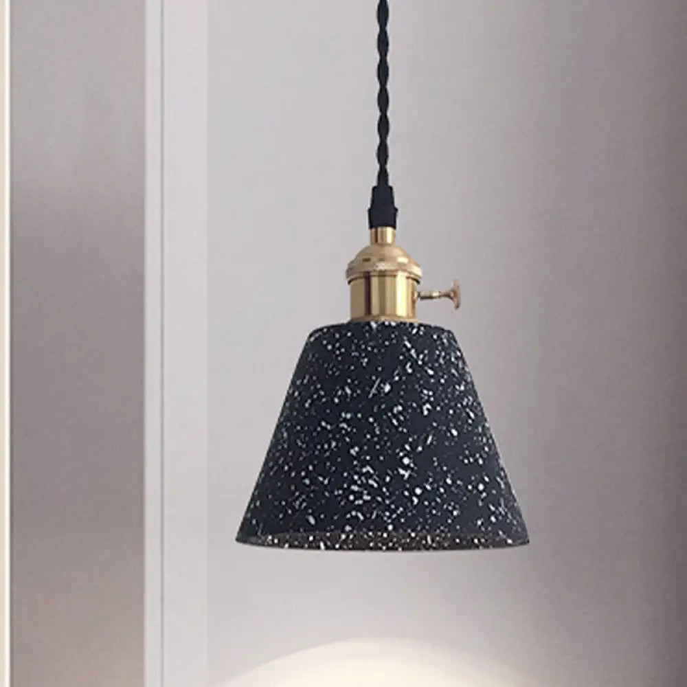 Industrial Black Tapered Ceiling Pendant Light with Cement Finish for Living Room