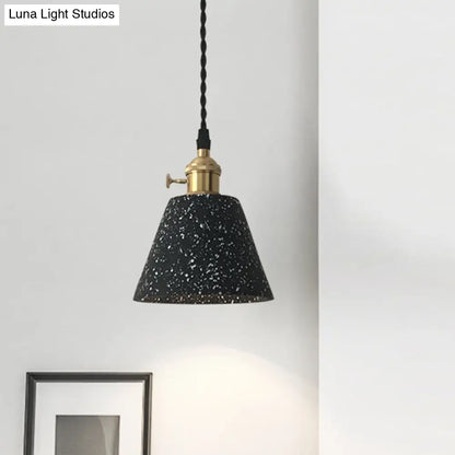 Industrial Black Tapered Ceiling Pendant Light with Cement Finish for Living Room