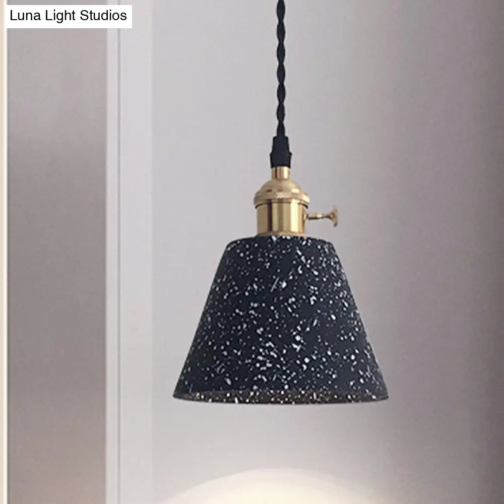 Industrial Black Tapered Ceiling Pendant Light with Cement Finish for Living Room