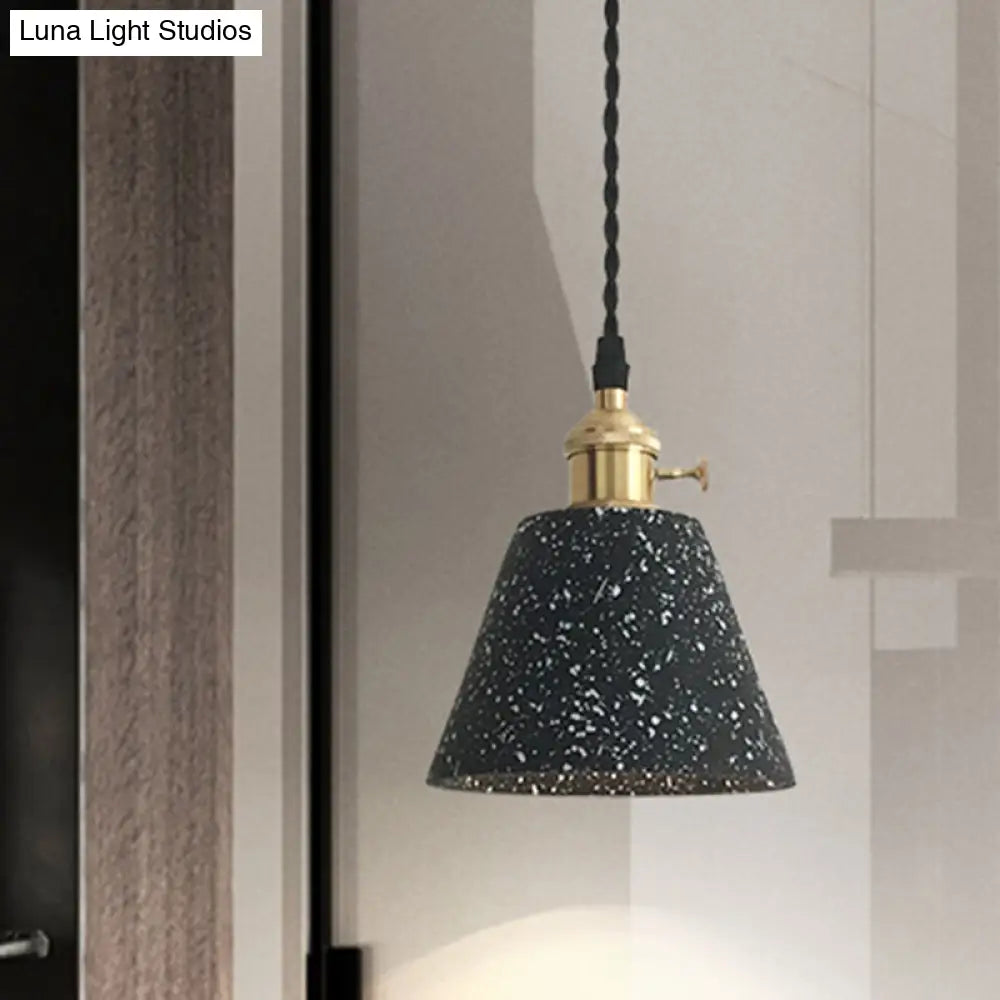 Industrial Black Tapered Ceiling Pendant Light with Cement Finish for Living Room