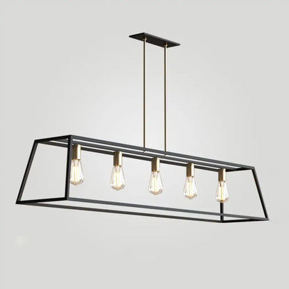 DecorBites™ Industrial Black Trapezoid Island Light: 5-Bulb Metal Fixture for Dining Room Ceiling Suspension