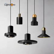 Industrial black travertine cement pendant light with black and gold textured concrete and matte finish for kitchen decorbites black travertine