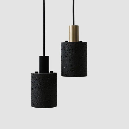 Industrial black travertine cement pendant light with black textured concrete and brass accents for kitchen decorbites black travertine
