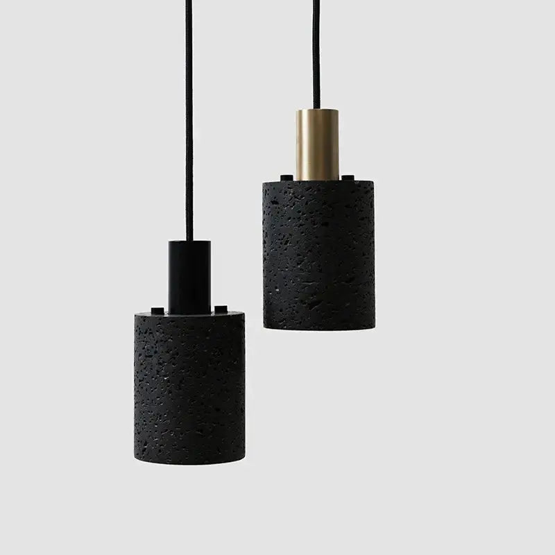 Industrial black travertine cement pendant light with black textured concrete and brass accents for kitchen decorbites black travertine