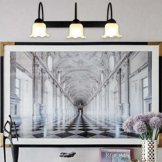 DecorBites™ DecorBites™ Industrial Black Wall Sconce with Opal Glass Shade for Living Room Lighting - 3 Bulb Fixture