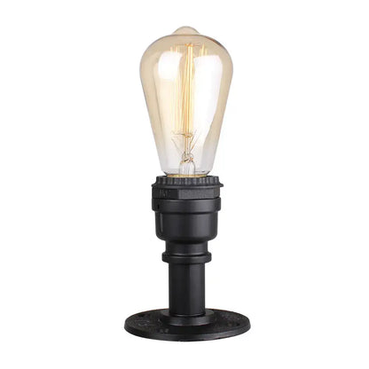 Industrial black water pipe wall lamp with clear glass filament bulb for bedroom decorbites industrial water style