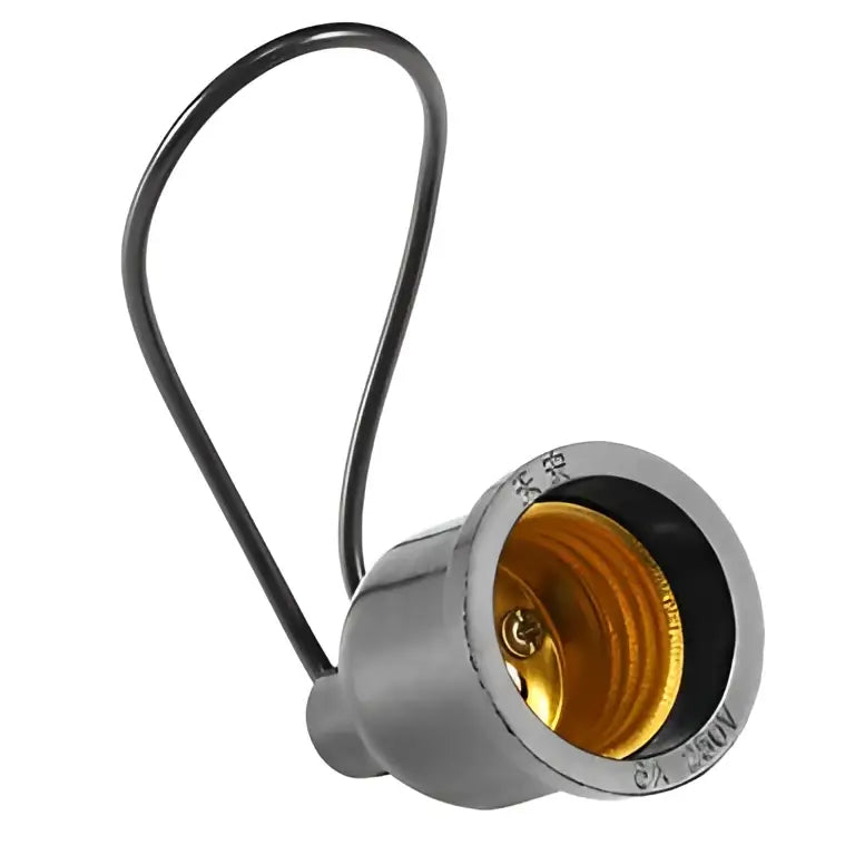 Silver metal lamp socket with black waterproof e27 wire loop and golden screw thread for outdoor garden light decorbites black waterproof