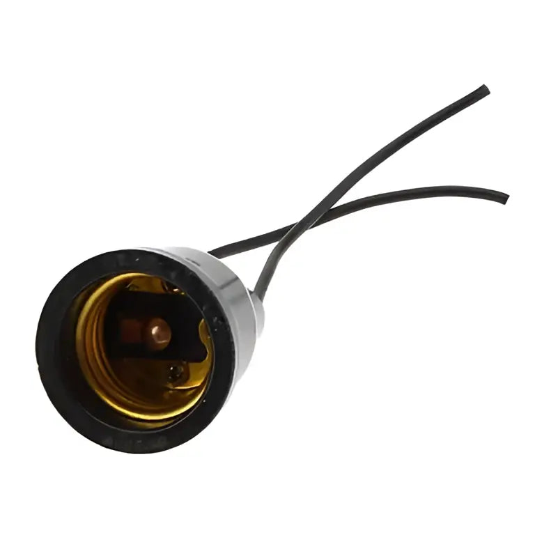 Black and gold industrial black waterproof e27 lamp socket with two black wires for outdoor garden light use