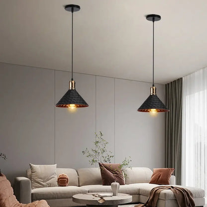 Industrial black white and copper iron pendant light with black textured decorbites iron pendant for dining room decor