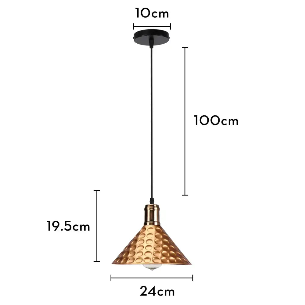 Copper-colored hammered textured iron pendant light with black mount and cord for dining room decorbites iron pendant