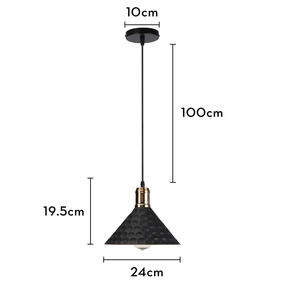 Black hammered metal iron pendant light with brass accent and 100cm hanging length for dining room decorbites iron pendant