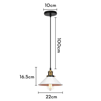 Industrial black white and copper iron pendant light with black brass and white conical shade for dining room decorbites iron pendant