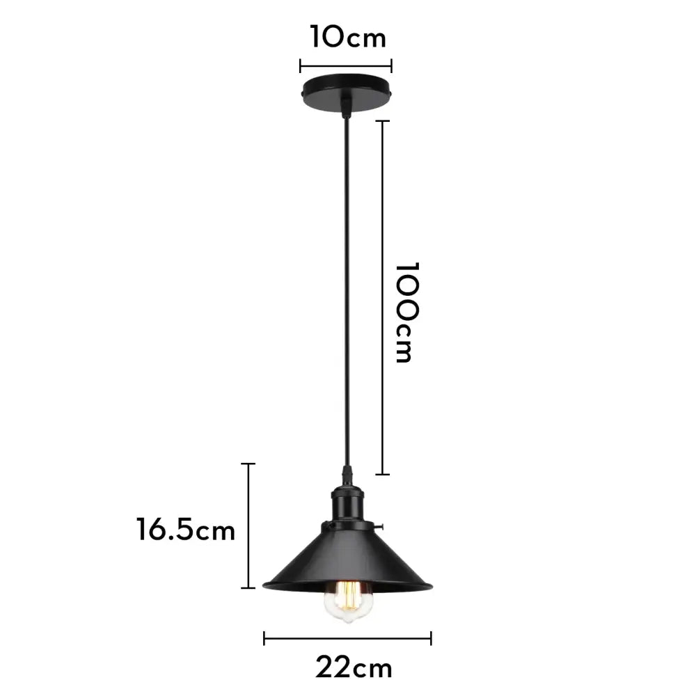 Black metal iron pendant light with conical shade and exposed bulb for dining room decorbites iron pendant light