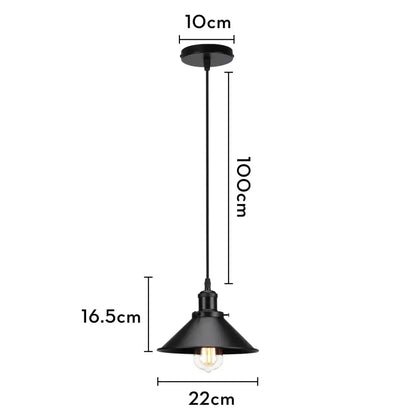 Black metal iron pendant light with conical shade and exposed bulb for dining room decorbites iron pendant light