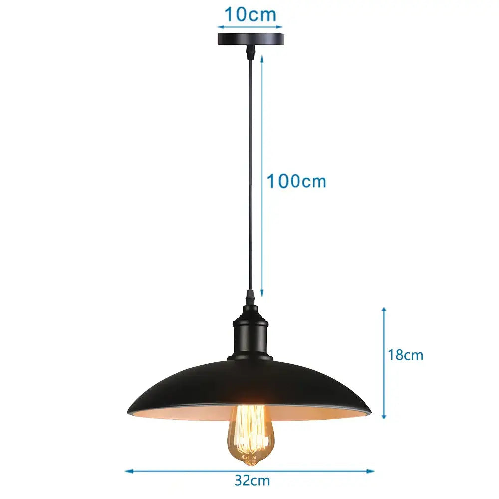 Black metal iron pendant light with dome-shaped shade and exposed edison bulb for dining room decorbites pendant light