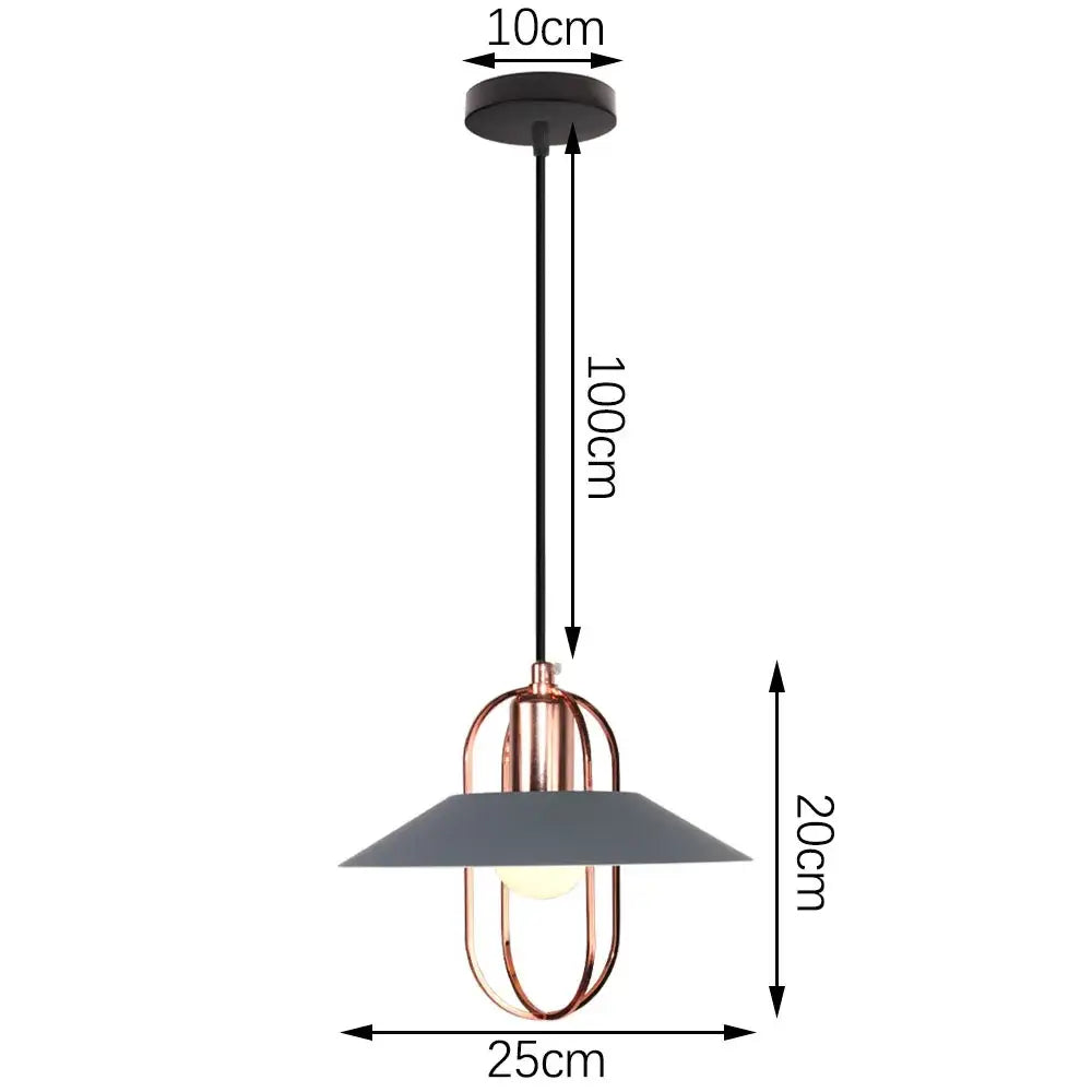 Modern pendant light with copper-toned metal frame and matte gray shade decorbites iron pendant light for dining room decor