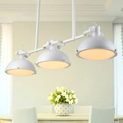 White DecorBites™ symmetrical island pendant light with three adjustable dome shades metal ceiling lamp for LED use