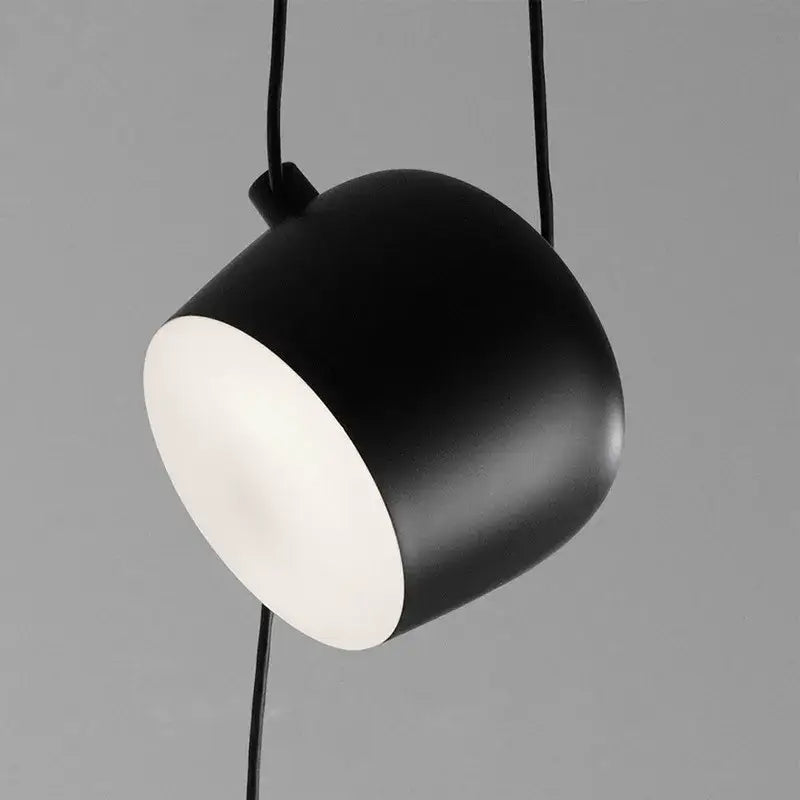 Industrial black white spherical pendant light with black matte finish and white interior for dining room decorbites industrial black pendant light