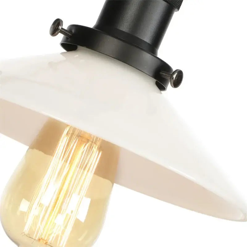 White ceramic pendant wall light with black metal fixture and exposed edison bulb decorbites industrial led sconce
