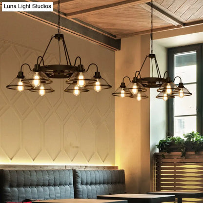 ثريا صناعية من شبكة سلكية سوداء - مصباح سقف متوهج 6/8 ضوء للمطعم