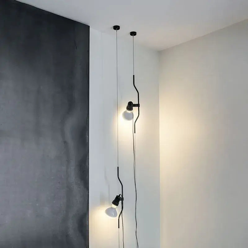 Black wrought iron adjustable pendant lamp with spherical bulbs hanging for bedroom decorbites pendant lamp