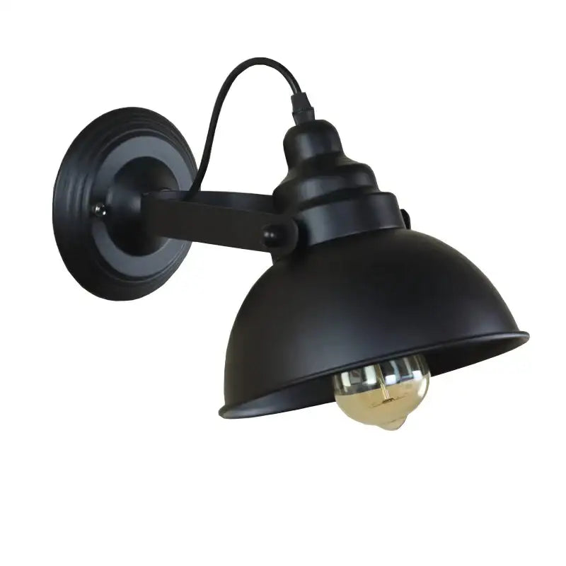 Industrial black wrought iron wall sconce with matte finish and vintage Edison bulb for bedroom decorbites industrial black wall lamp