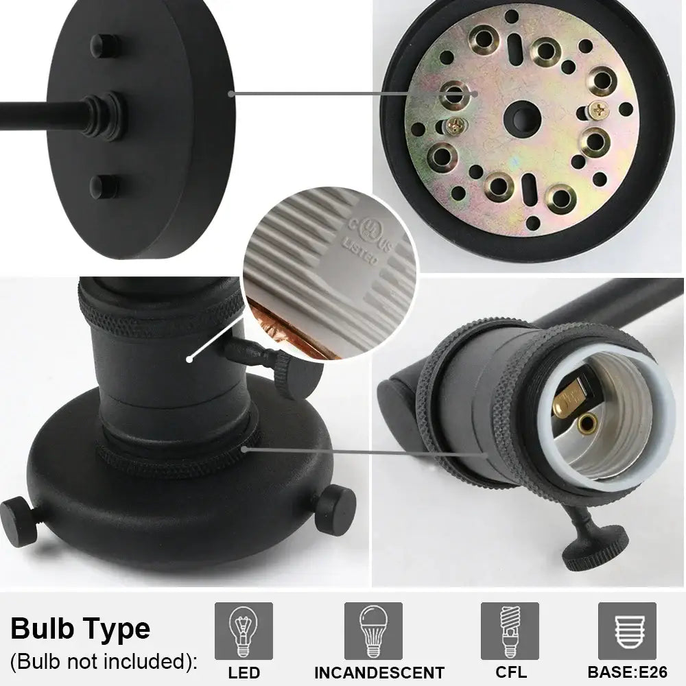 Black matte metal lamp socket with threaded base and adjustable knob for industrial black wrought iron wall sconce decorbites cone canopy wall