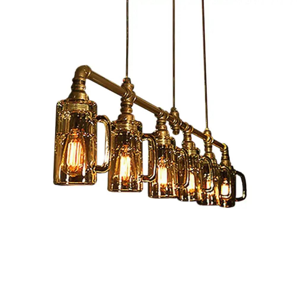 Industrial hanging beer mug bar light by decorbites with clear glass mugs brass finish e26 e27 bulbs 220v-240v 110v-120v