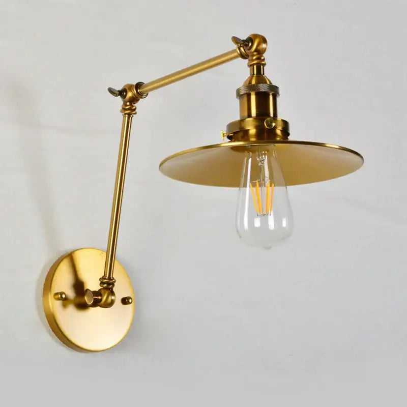 Brass-finished decorbites adjustable long arm wall lamp with vintage industrial design and exposed edison bulb wall light