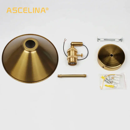Industrial brass decorbites copper vintage wall lamp with conical shade adjustable bulb holder and mounting hardware
