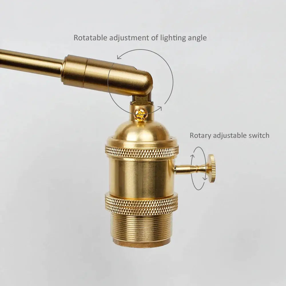 Brass-finished adjustable lamp socket with ridged bands and rotary switch in industrial decorbites copper vintage wall lamp