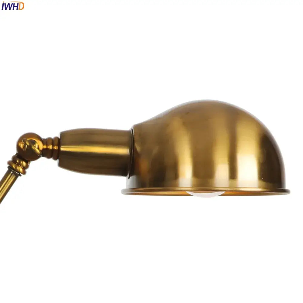 Industrial brass dual head wall sconce with adjustable brass-finished dome shades and ornate joints for decorbites wall lamp