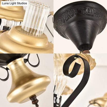 Industrial Brass Iron and Glass Lantern Ceiling Pendant - Single Light Bedroom Pendant