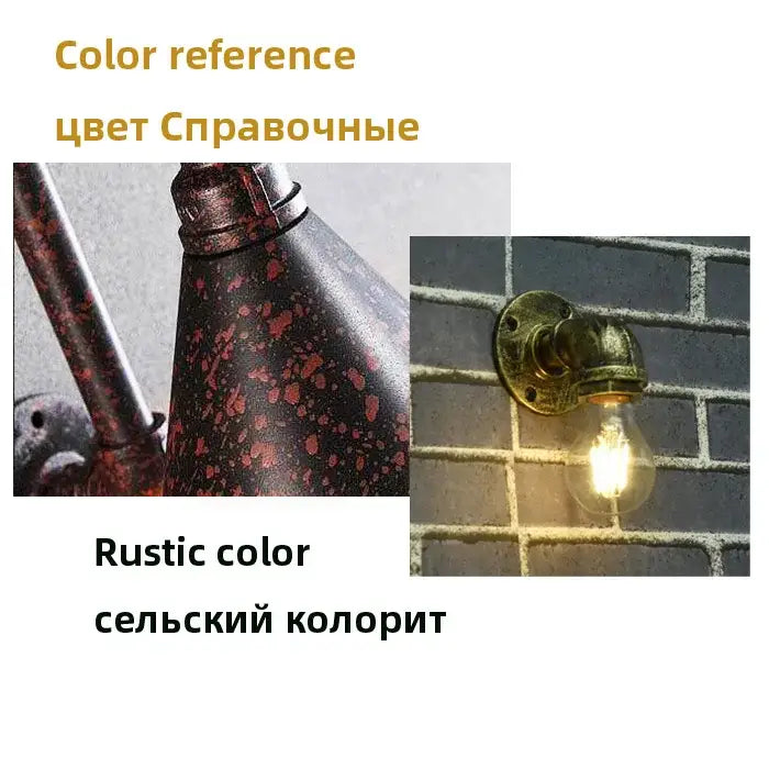 Rustic wall sconce with dark speckled finish and brass industrial iron pipe fittings for decorbites industrial iron style