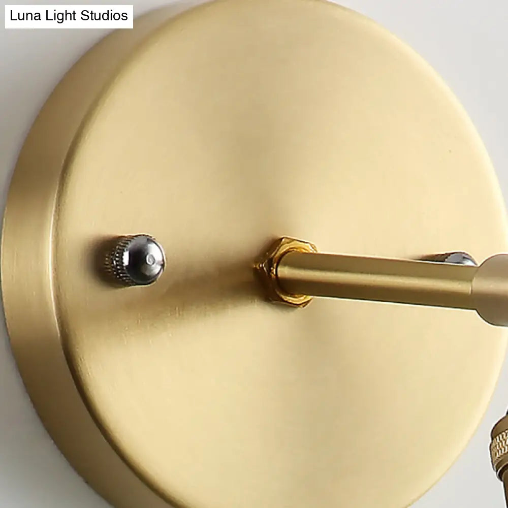 DecorBites™ Industrial Brass Sconce with Clear Textured Glass Dome - One Light Lighting Fixture