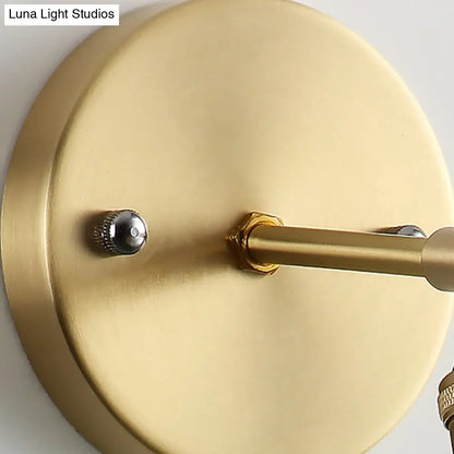 DecorBites™ Industrial Brass Sconce with Clear Textured Glass Dome - One Light Lighting Fixture