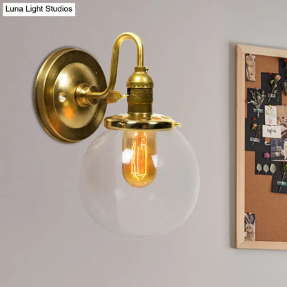 DecorBites™ DecorBites™ Industrial Brass Wall Sconce with Clear Glass Shade for Dining Room Lighting