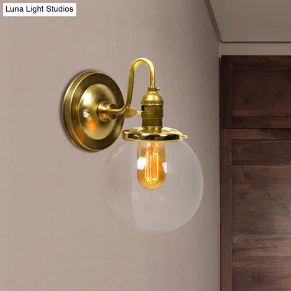 DecorBites™ DecorBites™ Industrial Brass Wall Sconce with Clear Glass Shade for Dining Room Lighting