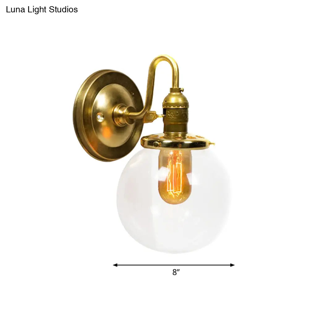 DecorBites™ DecorBites™ Industrial Brass Wall Sconce with Clear Glass Shade for Dining Room Lighting